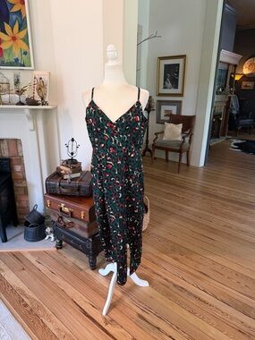 Leith Forest Green Leopard Print Midi Dress. Size Large!